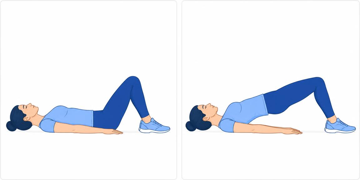 Illustration demonstrating the Glute Bridge exercise