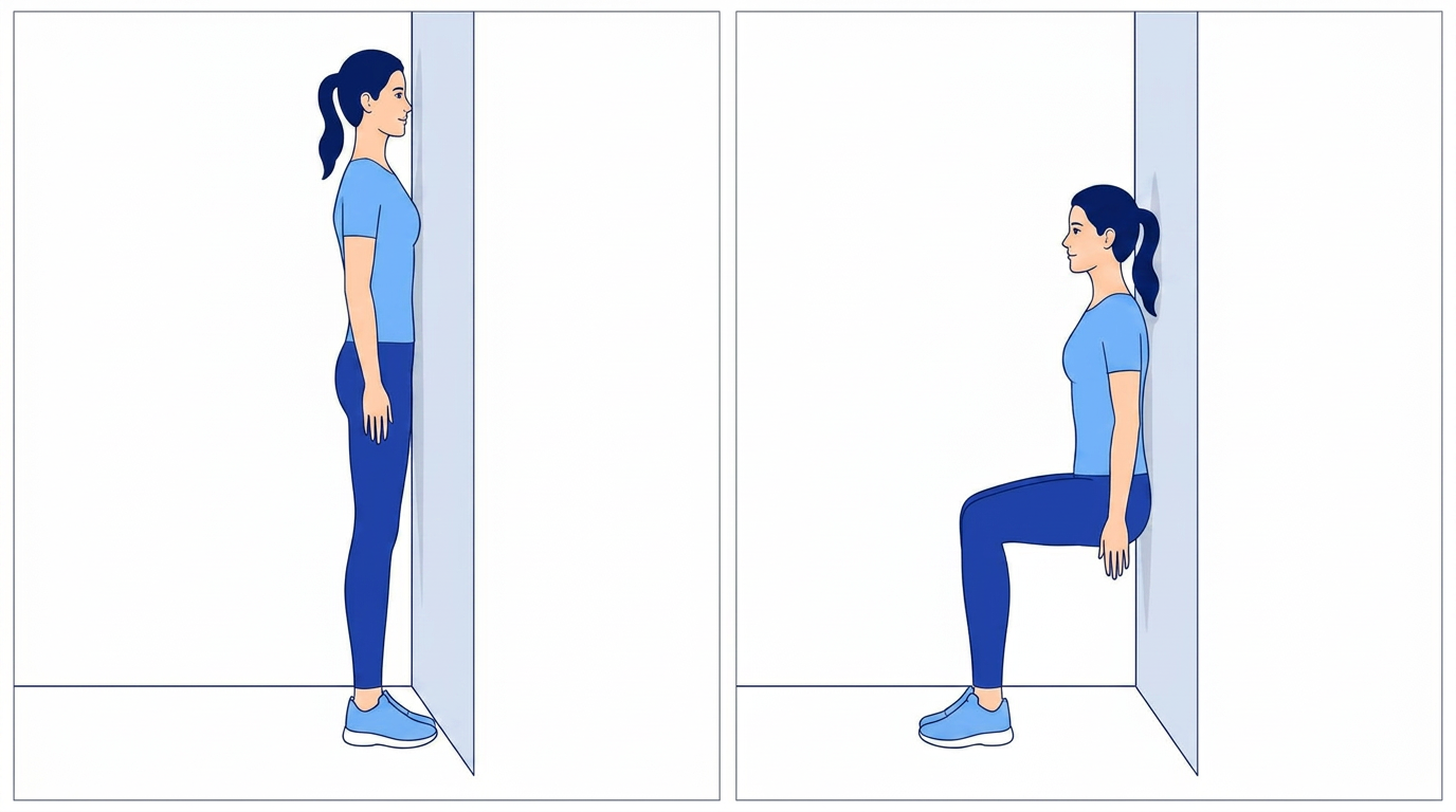 Illustration demonstrating the Wall Sit exercise